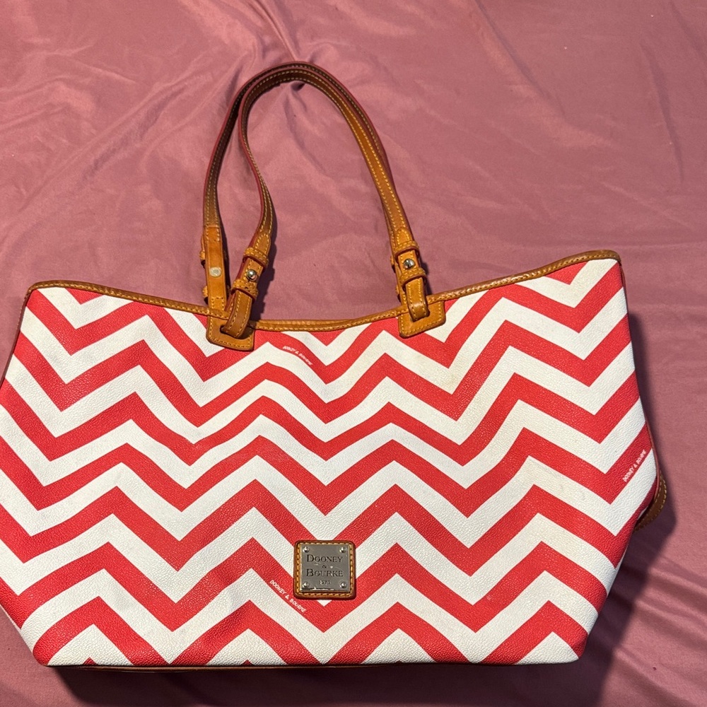 Dooney & Bourke Pink Chevron Tote Bag